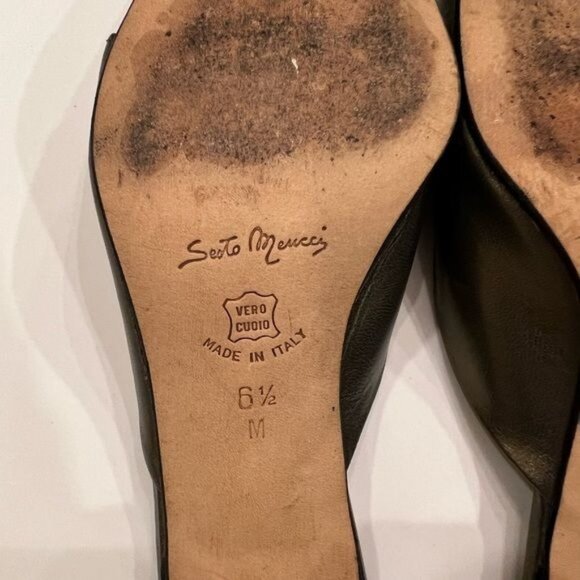 Sesto Meucci grey metallic toned Italian leather heeled mules netting size 6.5 - Picture 10 of 10